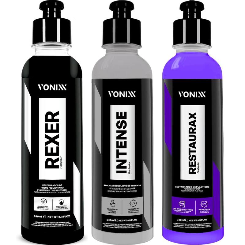 Rexer Intense e Restaurax Vonixx Renovador de Plásticos e Pneus